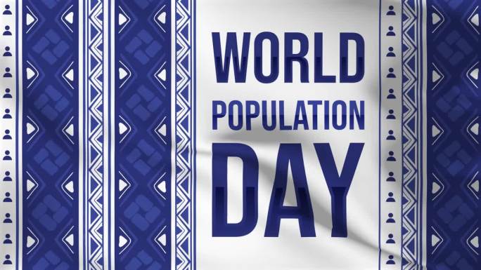 世界人口日以传统图案风格挥动动画