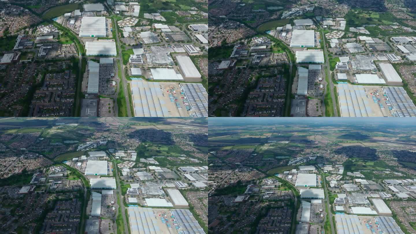 英国邓斯特布尔的中城工业区鸟瞰图