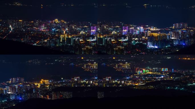 4K云南大理城市夜景全景