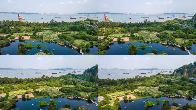 广州南沙蒲洲花园景观延时摄影航拍4k