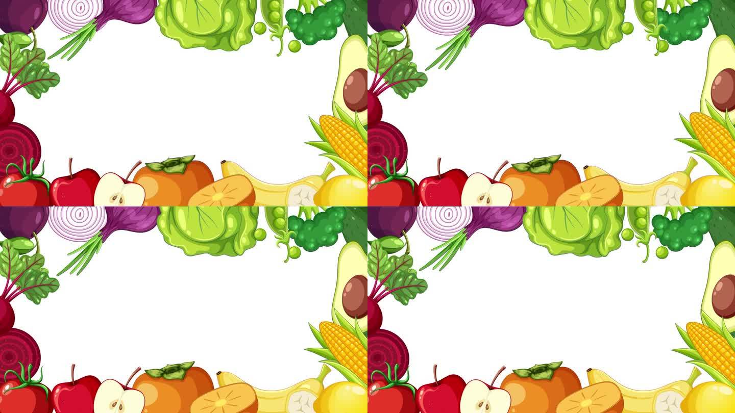 复古漫画框上的水果和蔬菜