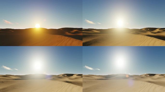 大漠荒漠沙漠日出朝阳太阳升起光影延时变化