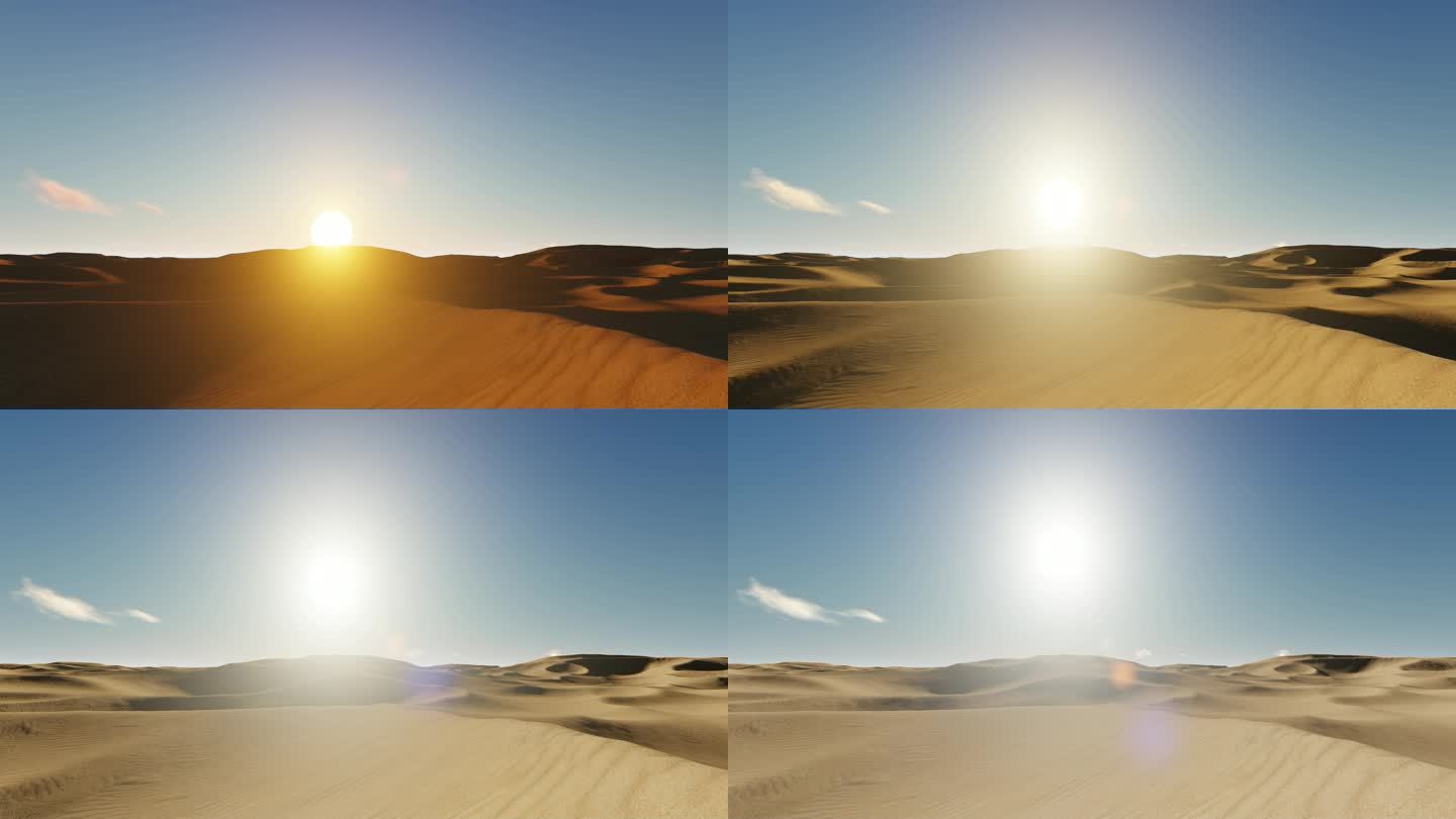 大漠荒漠沙漠日出朝阳太阳升起光影延时变化