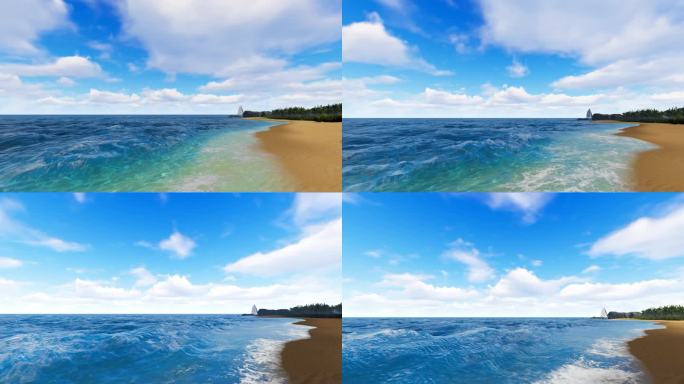 大海沙滩蓝天白云
