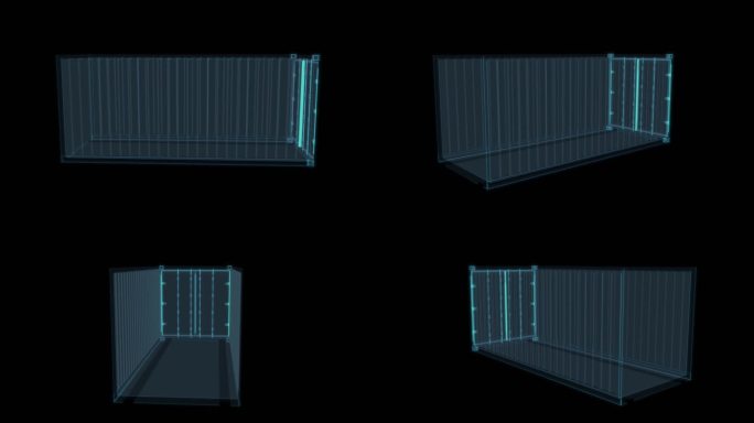 木箱子 集装箱货物箱仓库科幻透明网格线框