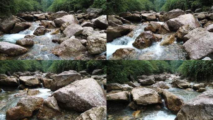 夏日山泉流水大自然小溪空镜头