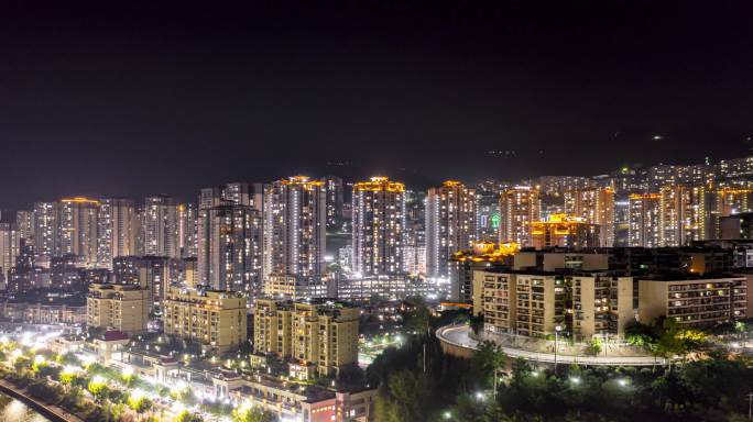 4k航拍奉节城市夜景延时合集