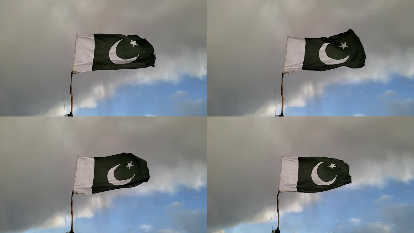 一面巴基斯坦国旗迎风飘扬。