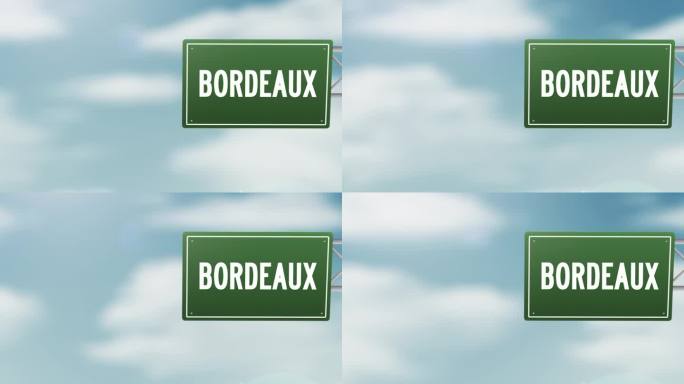 法国波尔多市-法国大区城市城镇道路标志在蓝色多云的天空-股票视频