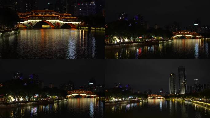 夜景 夜游湖船 安顺廊桥 轮船