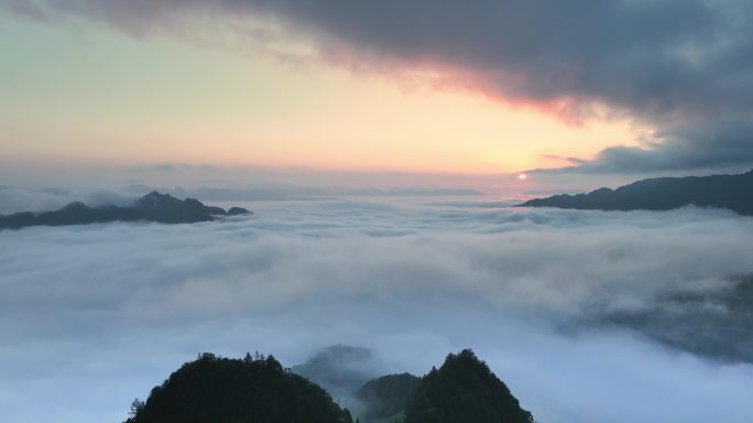 【正版原创实拍】湖北武陵山区云海日出航拍