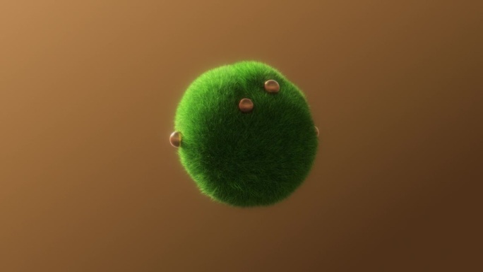 球体在草行星上滚动的大气动画