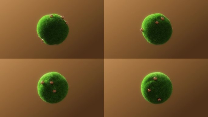 球体在草行星上滚动的大气动画