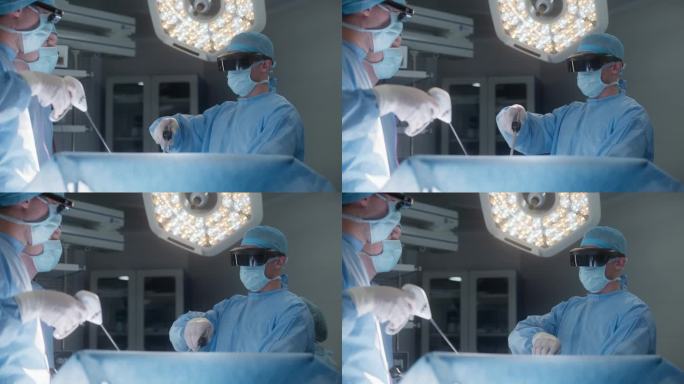 外科医生在手术中使用腹腔镜工具
