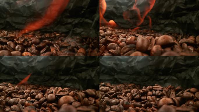 超级慢动作烘焙新鲜咖啡豆