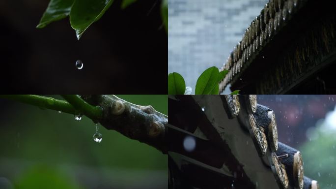 古建筑屋檐雨滴春雨秋雨