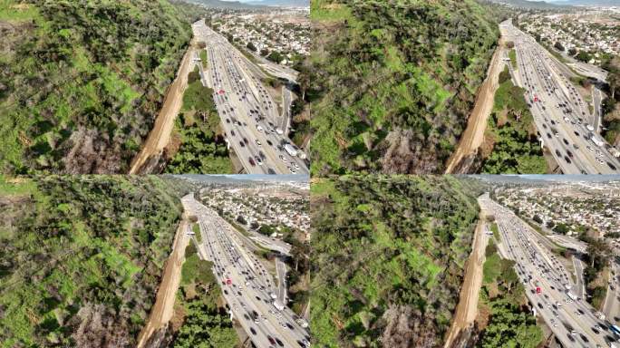洛杉矶高速公路上泥石流的航拍照片