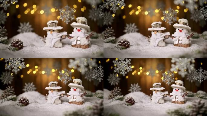 可爱的雪人人物与圣诞节的背景