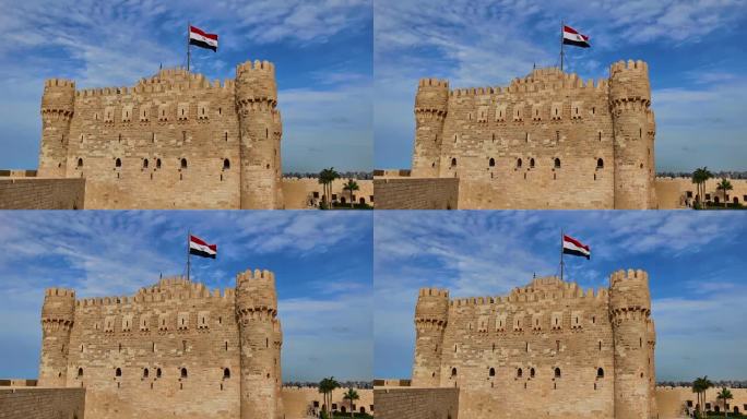 埃及亚历山德里亚地中海沿岸建造古堡垒的盖特贝城堡