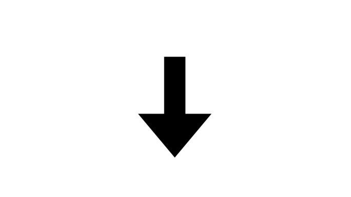 指向向下的箭头动画，白色透明背景上的箭头动画，包括alpha通道。