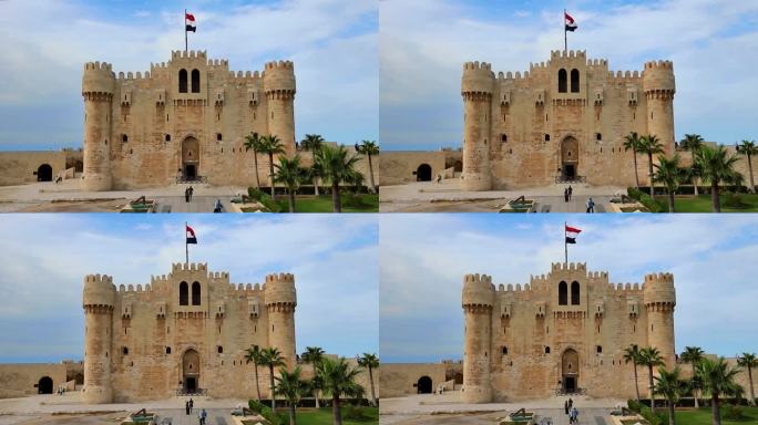 埃及亚历山德里亚地中海沿岸建造古堡垒的盖特贝城堡