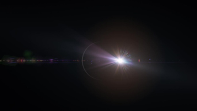 环辉光多色光学火炬在黑色抽象背景上的屏幕项目覆盖。灯光光线效果动态明亮的视频镜头。