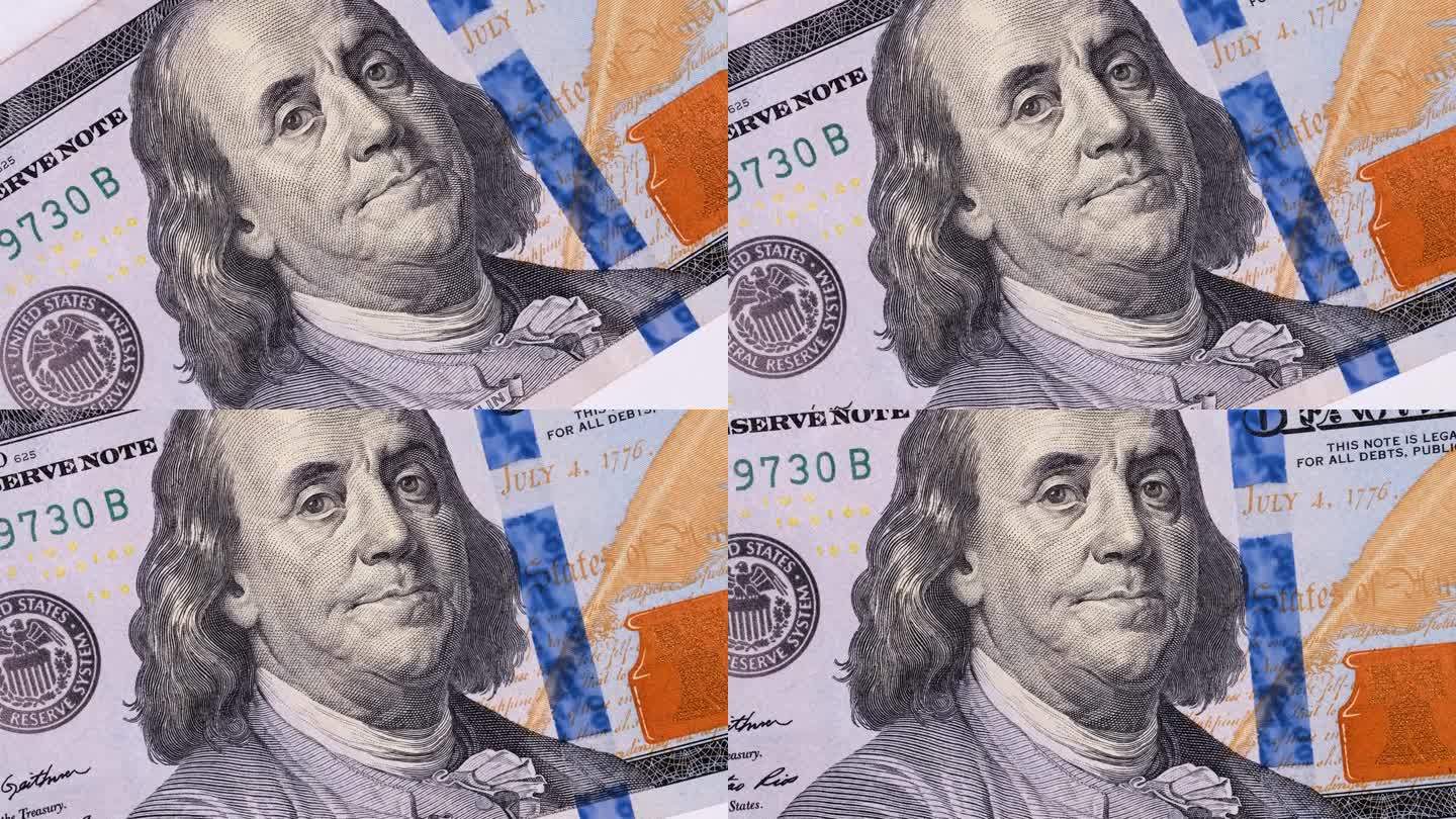 美钞面值为100元，轮流发行。本杰明·富兰克林总统发行的百元美钞