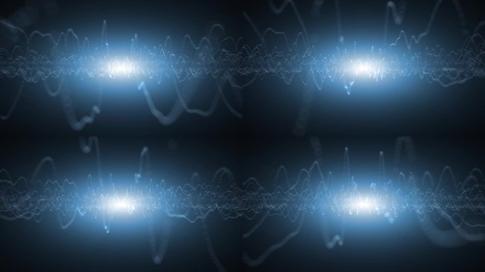 艺术无缝循环数字技术音乐均衡器线与明亮的蓝色背景动画发光的光。