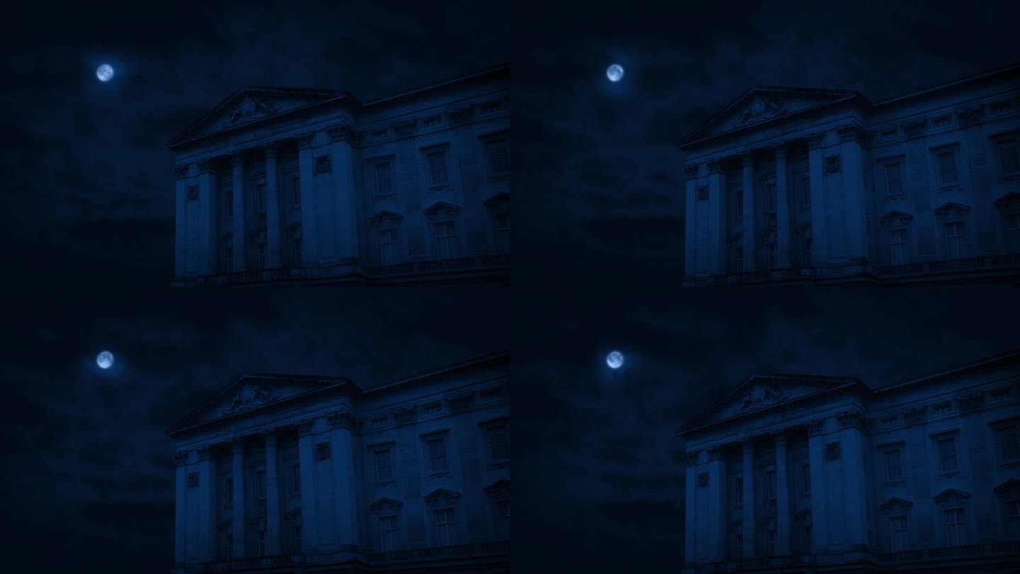 月圆夜的大厦特写空镜夜幕