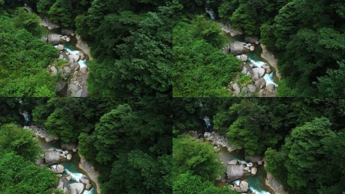 航拍风景夏日山涧溪流清凉宜人