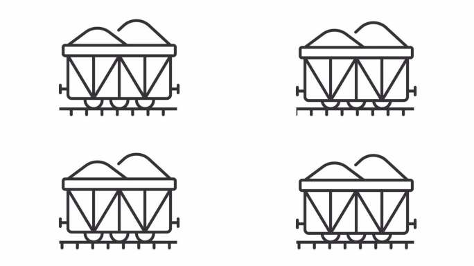 铁路缆车2D黑色简单细线动画，透明背景高清视频，无缝循环4K视频，代表铁路行业