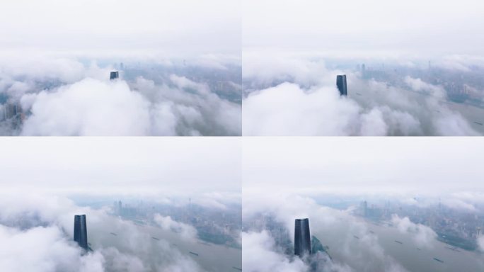 8K60城市上空的云海