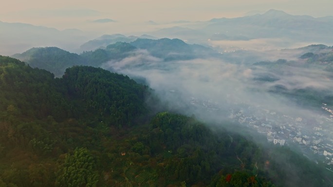 航拍安徽皖南歙县风光4K