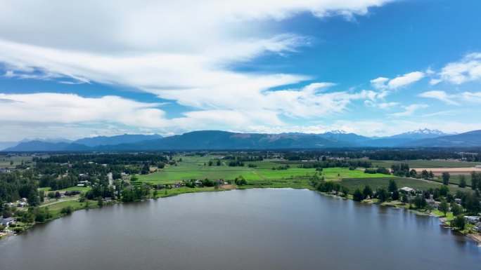 怀泽湖鸟瞰图城市林登西澳电影景观沃特科姆县