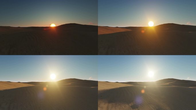 沙漠大漠荒漠太阳升起日出朝阳光影变化延时