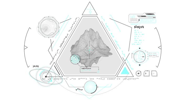 地质研究在一个动画的科幻界面。