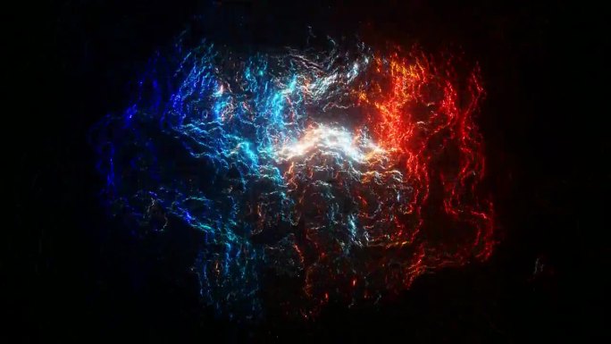 蓝色和红色抽象科幻粒子运动背景VJ循环在高清
