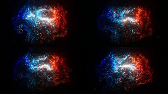 蓝色和红色抽象科幻粒子运动背景VJ循环在高清