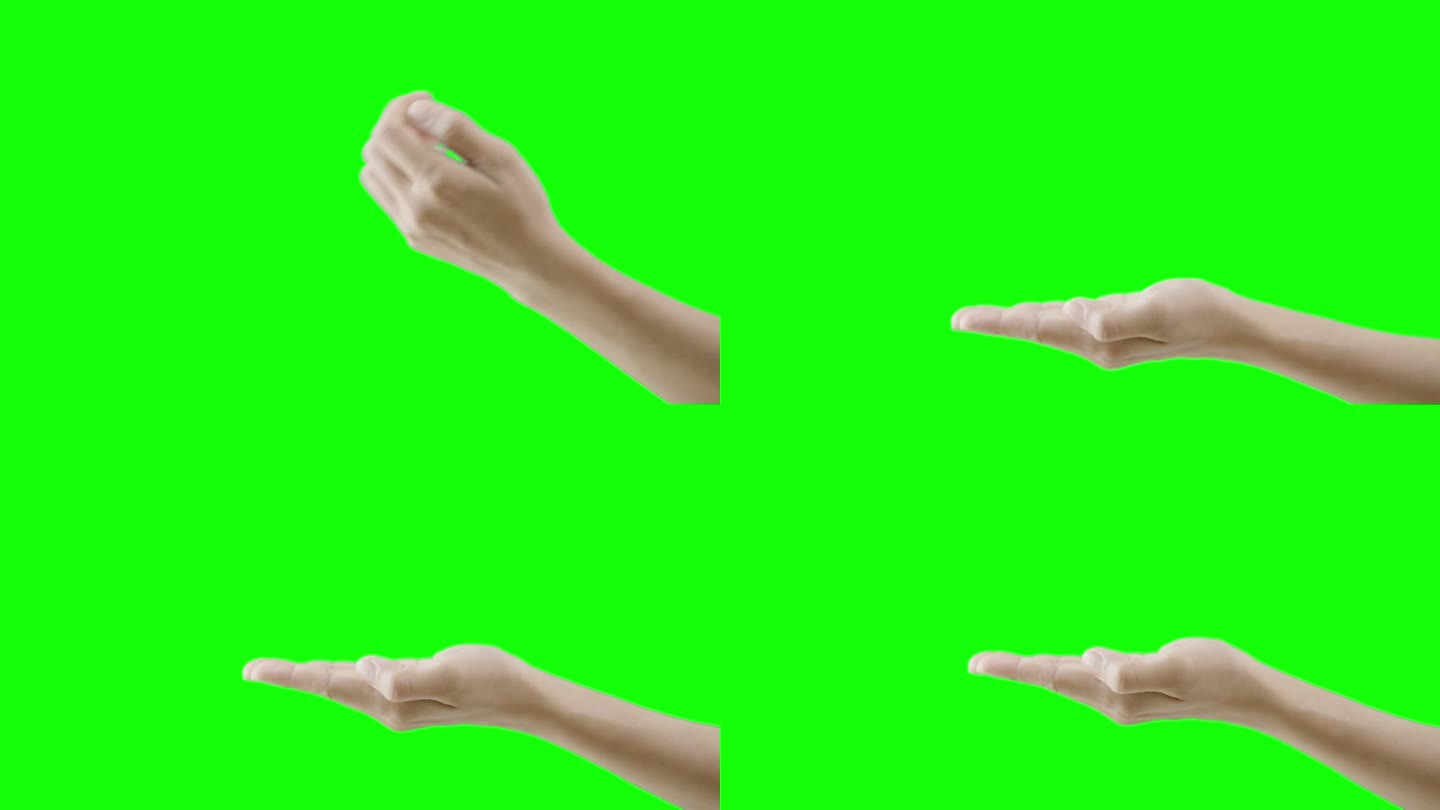 绿幕前，一只手在空中伸出，一只空着的手伸向什么东西。一只伸出乞求的手。