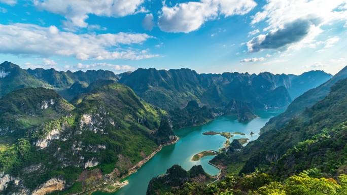 百色浩坤湖景区自然风光延时视频