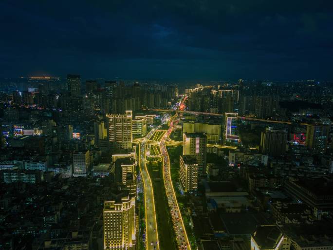 【延时海口】航拍海口南大立交桥夜景