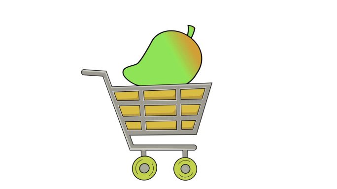 一辆载着芒果的手推车的动画视频