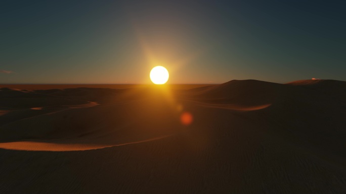 大漠荒漠沙漠曙光希望日出太阳升起光影延时