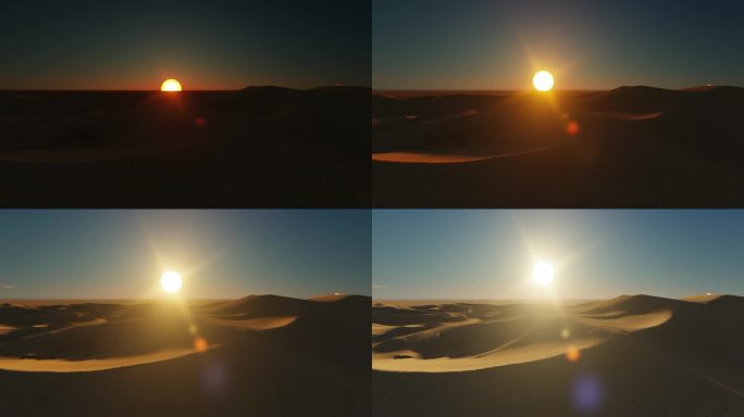 大漠荒漠沙漠曙光希望日出太阳升起光影延时