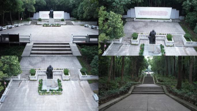 【4K】项英铜像纪念广场航拍