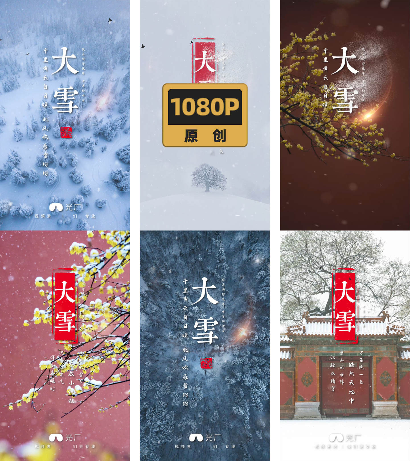 AE模板：大雪节气竖版图文海报