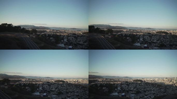 从双子峰拍摄的旧金山日落云台