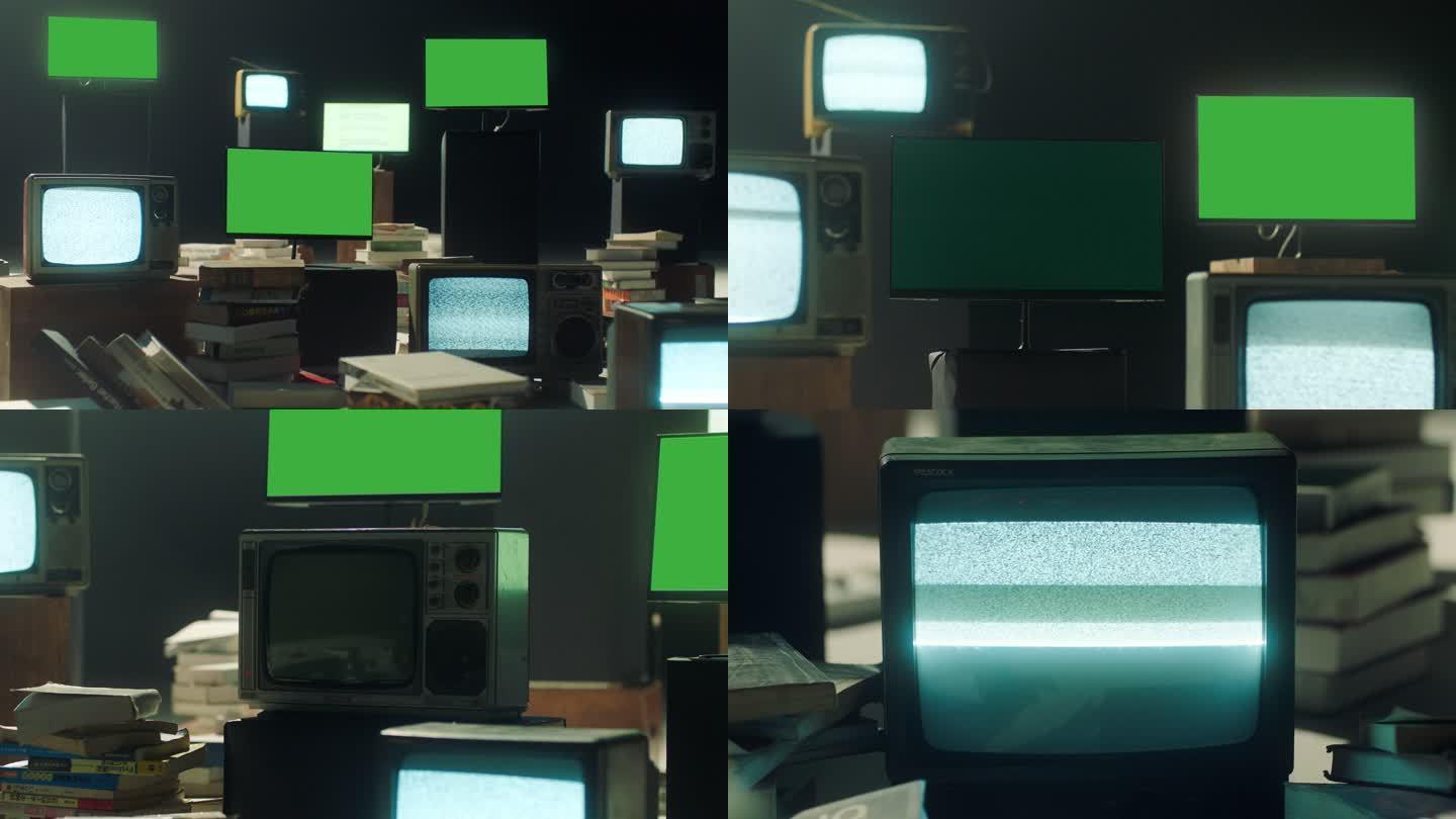 老式电视机绿幕4K