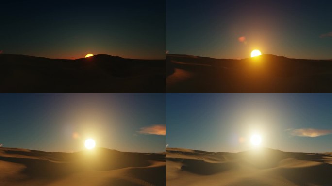 沙漠荒漠大漠日出朝阳太阳升起延时光明曙光