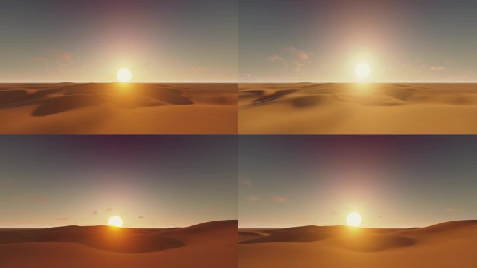 沙漠大漠荒漠沙丘日出朝阳太阳升起光影变化